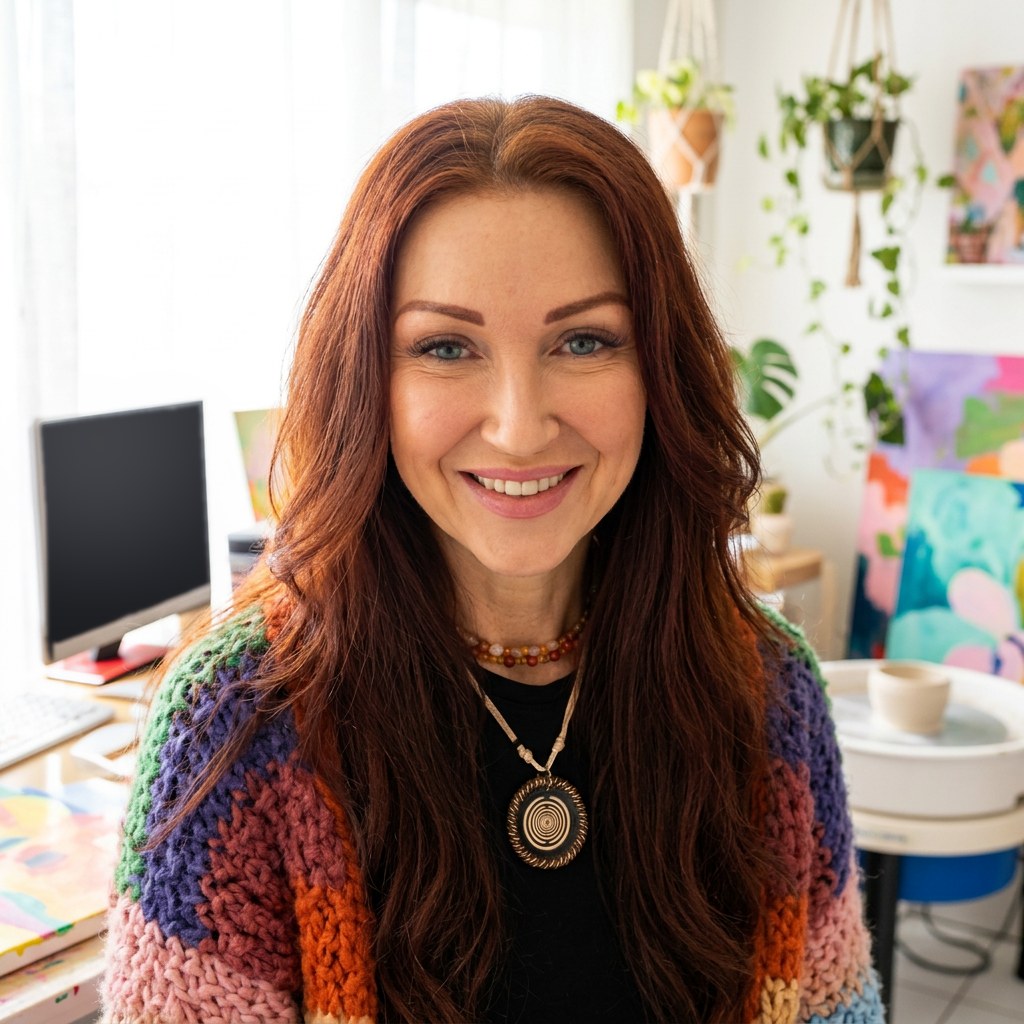 Simone, the graphic designer behind Wreck’d IT, in her studio